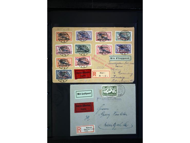 1912/48, Sammlung mit über Briefen und Karten ab Rhein/Main mit vielen besseren Frankaturen und Flügen, Katapultpost (u.a. Br