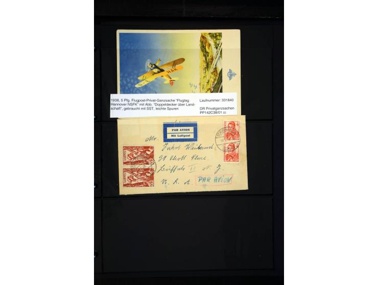 1912/48, Sammlung mit über Briefen und Karten ab Rhein/Main mit vielen besseren Frankaturen und Flügen, Katapultpost (u.a. Br