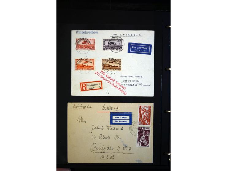 1912/48, Sammlung mit über Briefen und Karten ab Rhein/Main mit vielen besseren Frankaturen und Flügen, Katapultpost (u.a. Br