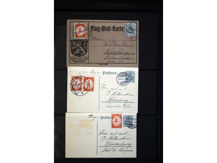 1912/48, Sammlung mit über Briefen und Karten ab Rhein/Main mit vielen besseren Frankaturen und Flügen, Katapultpost (u.a. Br