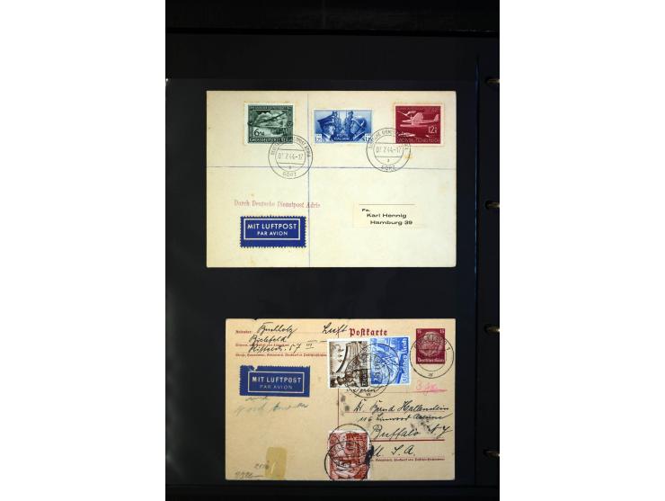 1912/48, Sammlung mit über Briefen und Karten ab Rhein/Main mit vielen besseren Frankaturen und Flügen, Katapultpost (u.a. Br