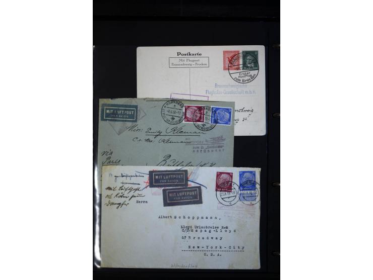 1912/48, Sammlung mit über Briefen und Karten ab Rhein/Main mit vielen besseren Frankaturen und Flügen, Katapultpost (u.a. Br