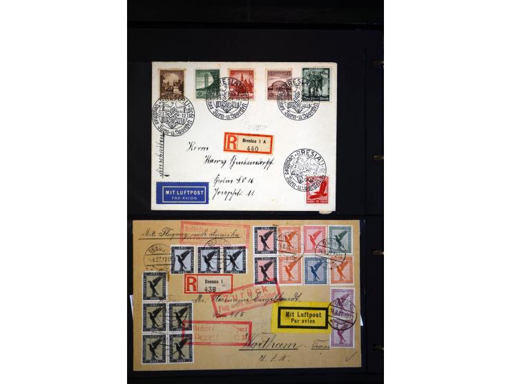 1912/48, Sammlung mit über Briefen und Karten ab Rhein/Main mit vielen besseren Frankaturen und Flügen, Katapultpost (u.a. Br
