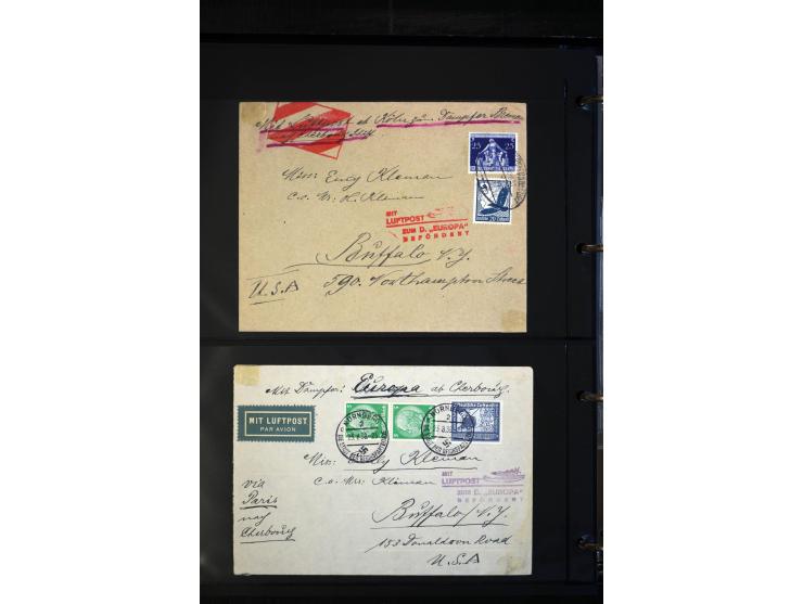 1912/48, Sammlung mit über Briefen und Karten ab Rhein/Main mit vielen besseren Frankaturen und Flügen, Katapultpost (u.a. Br