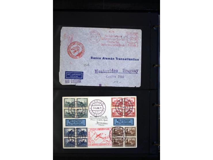 1912/48, Sammlung mit über Briefen und Karten ab Rhein/Main mit vielen besseren Frankaturen und Flügen, Katapultpost (u.a. Br
