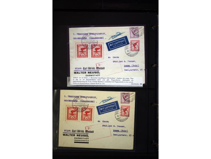 1912/48, Sammlung mit über Briefen und Karten ab Rhein/Main mit vielen besseren Frankaturen und Flügen, Katapultpost (u.a. Br