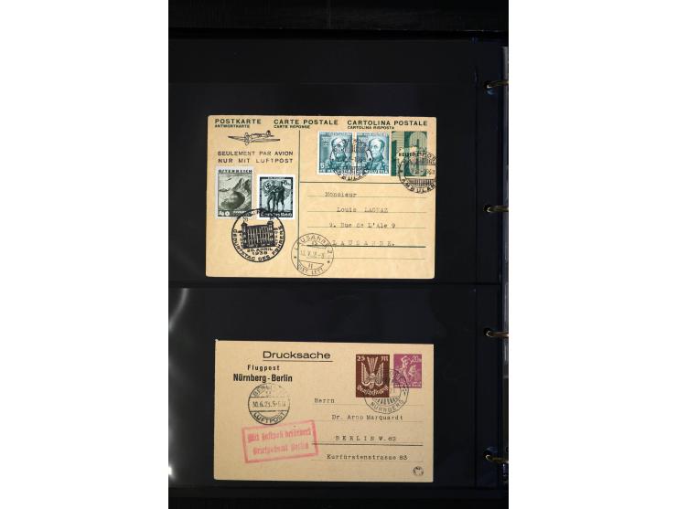 1912/48, Sammlung mit über Briefen und Karten ab Rhein/Main mit vielen besseren Frankaturen und Flügen, Katapultpost (u.a. Br