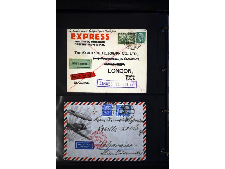 1912/48, Sammlung mit über Briefen und Karten ab Rhein/Main mit vielen besseren Frankaturen und Flügen, Katapultpost (u.a. Br