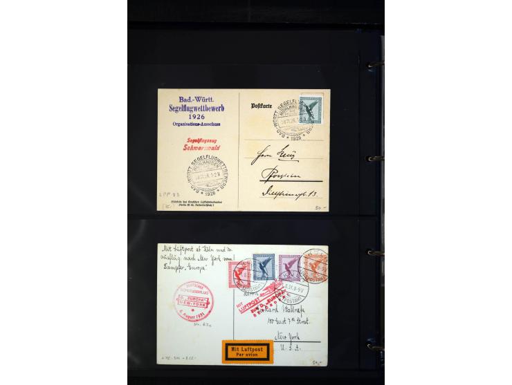 1912/48, Sammlung mit über Briefen und Karten ab Rhein/Main mit vielen besseren Frankaturen und Flügen, Katapultpost (u.a. Br