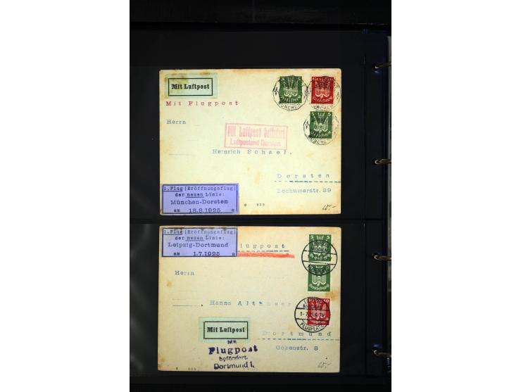 1912/48, Sammlung mit über Briefen und Karten ab Rhein/Main mit vielen besseren Frankaturen und Flügen, Katapultpost (u.a. Br
