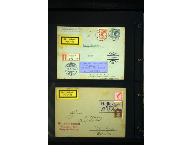 1912/48, Sammlung mit über Briefen und Karten ab Rhein/Main mit vielen besseren Frankaturen und Flügen, Katapultpost (u.a. Br