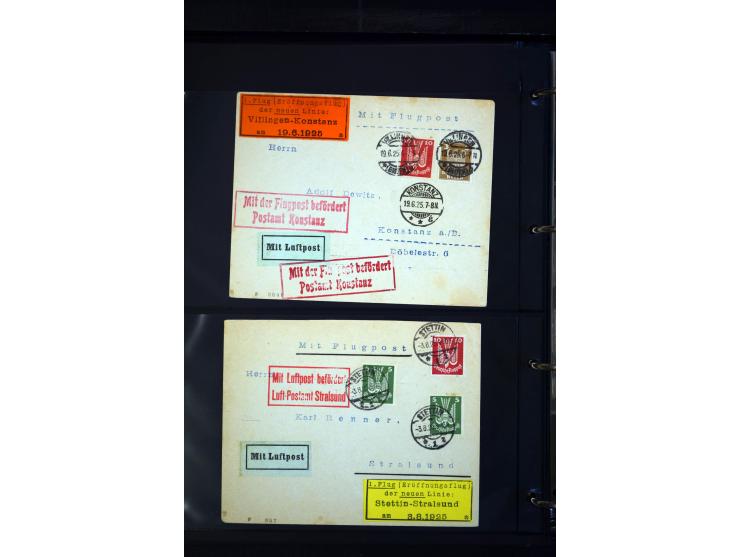 1912/48, Sammlung mit über Briefen und Karten ab Rhein/Main mit vielen besseren Frankaturen und Flügen, Katapultpost (u.a. Br