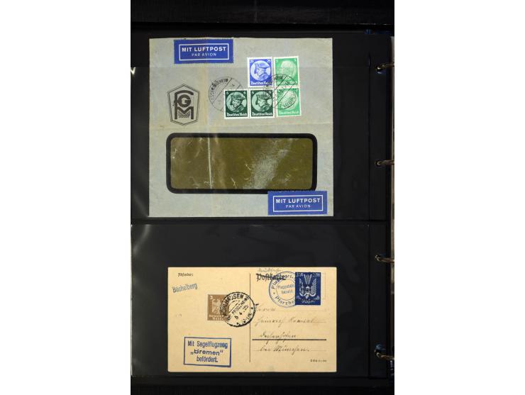 1912/48, Sammlung mit über Briefen und Karten ab Rhein/Main mit vielen besseren Frankaturen und Flügen, Katapultpost (u.a. Br