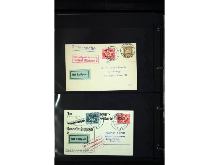 1912/48, Sammlung mit über Briefen und Karten ab Rhein/Main mit vielen besseren Frankaturen und Flügen, Katapultpost (u.a. Br