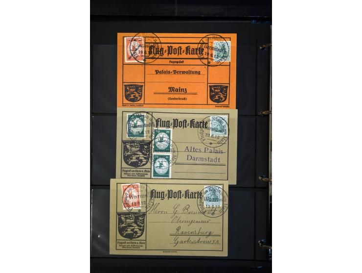1912/48, Sammlung mit über Briefen und Karten ab Rhein/Main mit vielen besseren Frankaturen und Flügen, Katapultpost (u.a. Br