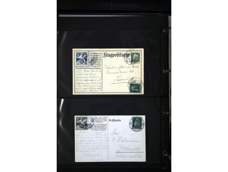 1912/48, Sammlung mit über Briefen und Karten ab Rhein/Main mit vielen besseren Frankaturen und Flügen, Katapultpost (u.a. Br