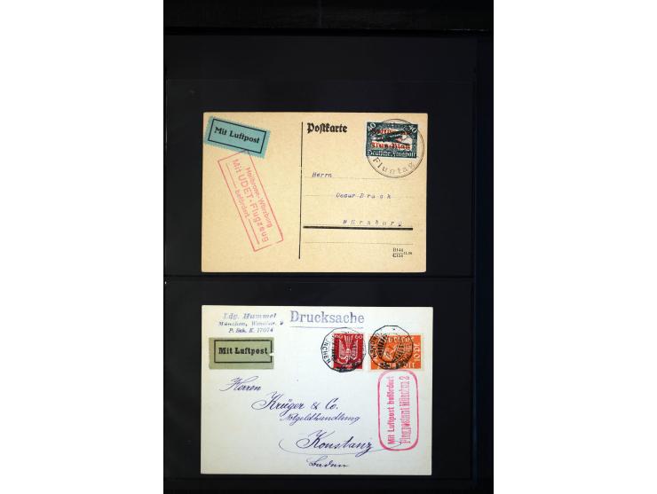 1912/48, Sammlung mit über Briefen und Karten ab Rhein/Main mit vielen besseren Frankaturen und Flügen, Katapultpost (u.a. Br
