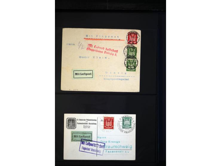 1912/48, Sammlung mit über Briefen und Karten ab Rhein/Main mit vielen besseren Frankaturen und Flügen, Katapultpost (u.a. Br