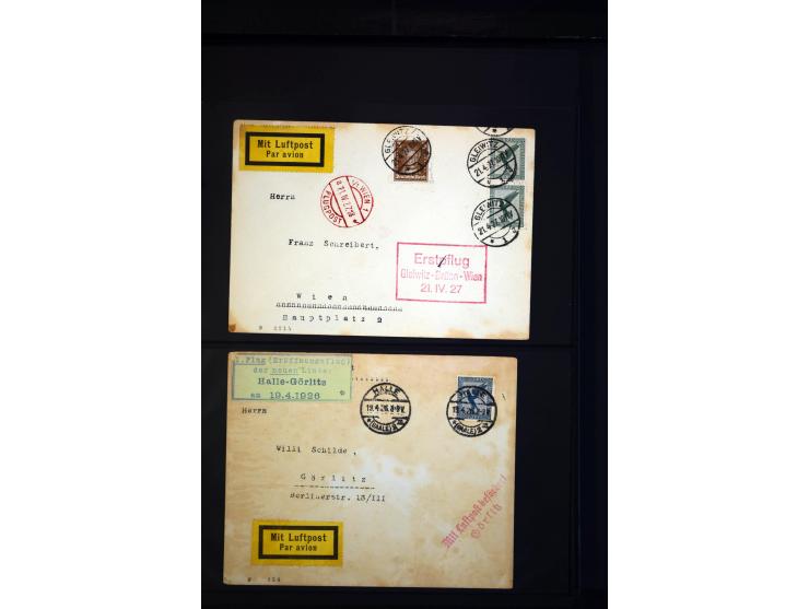 1912/48, Sammlung mit über Briefen und Karten ab Rhein/Main mit vielen besseren Frankaturen und Flügen, Katapultpost (u.a. Br