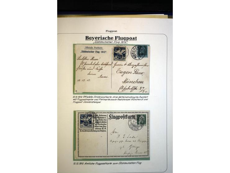 1912/27, interessante Sammlung "Bayrische Flugpost" mit fast 50 Briefen, Karten und Ganzsachen sowie wenigen losen Marken, da