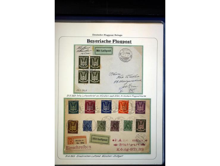1912/27, interessante Sammlung "Bayrische Flugpost" mit fast 50 Briefen, Karten und Ganzsachen sowie wenigen losen Marken, da