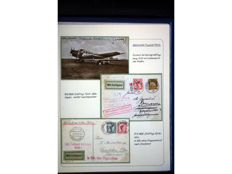 1912/27, interessante Sammlung "Bayrische Flugpost" mit fast 50 Briefen, Karten und Ganzsachen sowie wenigen losen Marken, da