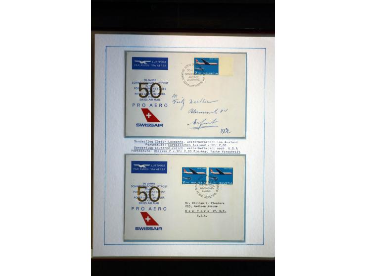 1938/1988, Ausstellungs-Sammlung "Die Schweizer Stiftung Pro Aero" mit ca. 90 Flugpost-Briefen und den entsprechenden losen S