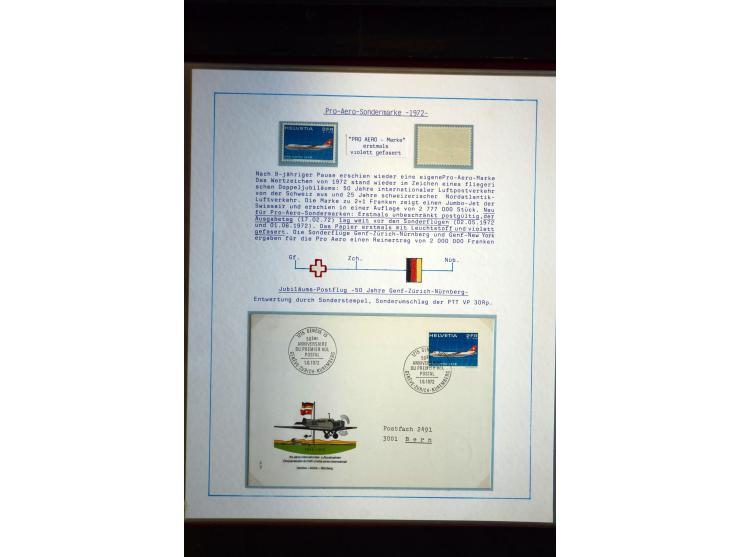 1938/1988, Ausstellungs-Sammlung "Die Schweizer Stiftung Pro Aero" mit ca. 90 Flugpost-Briefen und den entsprechenden losen S
