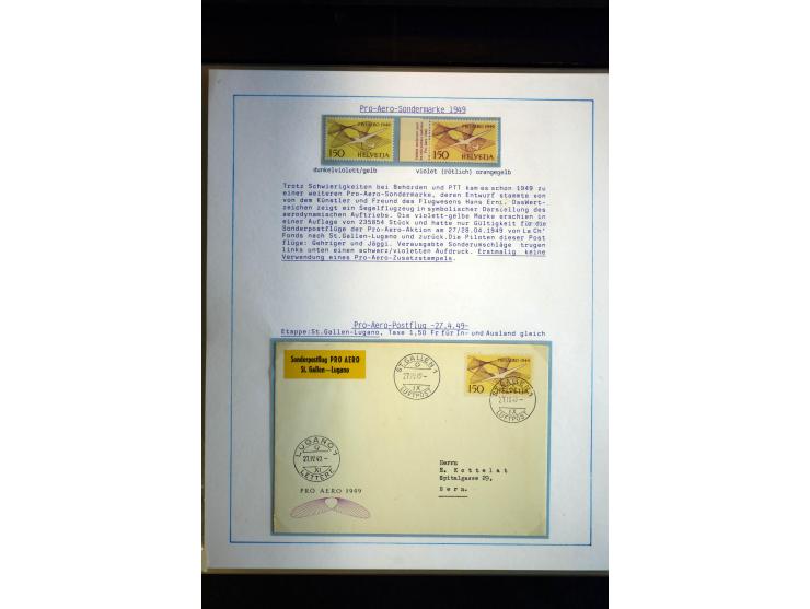 1938/1988, Ausstellungs-Sammlung "Die Schweizer Stiftung Pro Aero" mit ca. 90 Flugpost-Briefen und den entsprechenden losen S