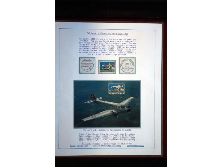 1938/1988, Ausstellungs-Sammlung "Die Schweizer Stiftung Pro Aero" mit ca. 90 Flugpost-Briefen und den entsprechenden losen S