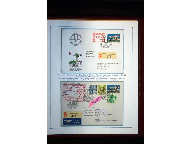 1938/1988, Ausstellungs-Sammlung "Die Schweizer Stiftung Pro Aero" mit ca. 90 Flugpost-Briefen und den entsprechenden losen S
