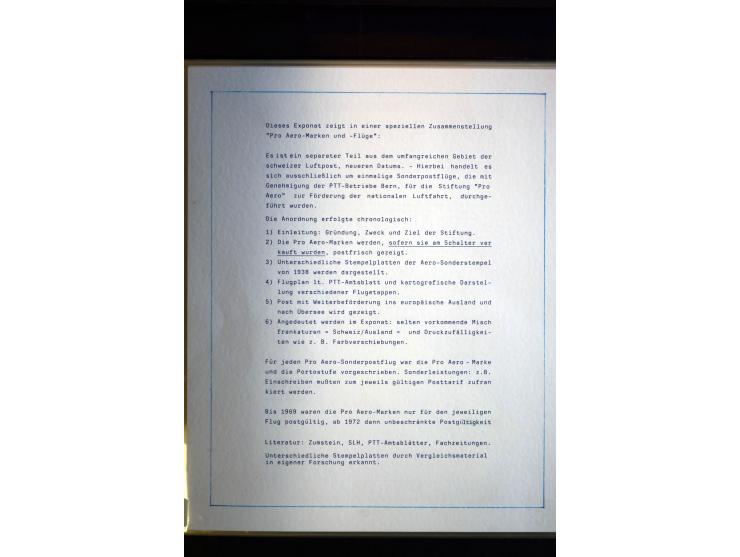 1938/1988, Ausstellungs-Sammlung "Die Schweizer Stiftung Pro Aero" mit ca. 90 Flugpost-Briefen und den entsprechenden losen S