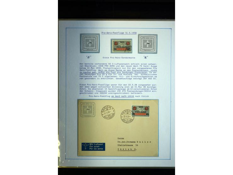 1938/1988, Ausstellungs-Sammlung "Die Schweizer Stiftung Pro Aero" mit ca. 90 Flugpost-Briefen und den entsprechenden losen S