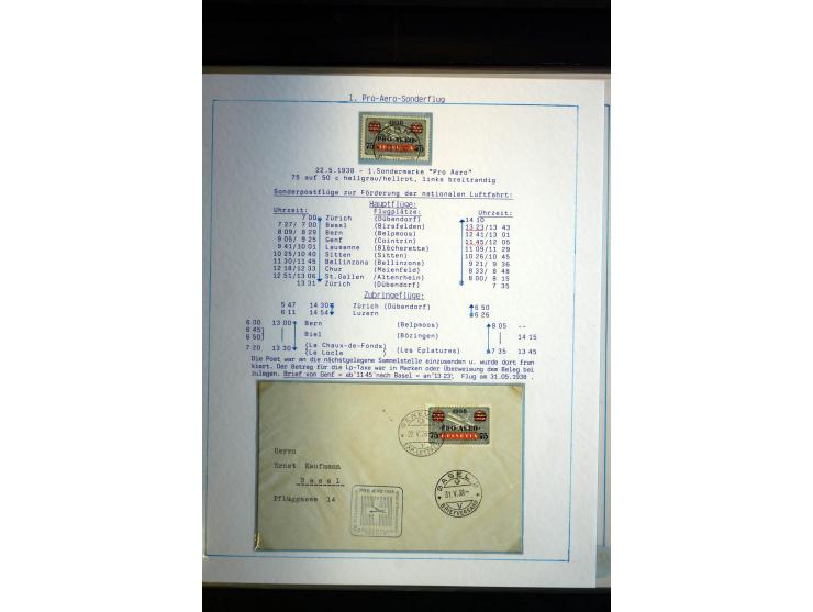 1938/1988, Ausstellungs-Sammlung "Die Schweizer Stiftung Pro Aero" mit ca. 90 Flugpost-Briefen und den entsprechenden losen S