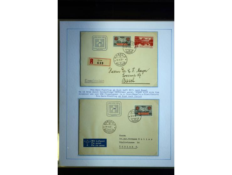 1938/1988, Ausstellungs-Sammlung "Die Schweizer Stiftung Pro Aero" mit ca. 90 Flugpost-Briefen und den entsprechenden losen S