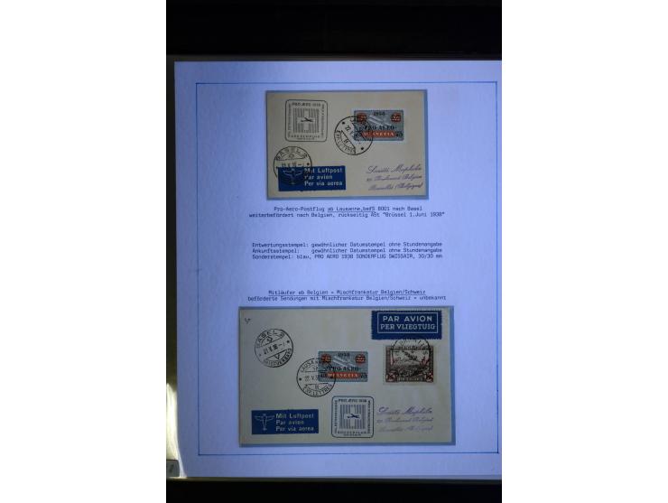 1938/1988, Ausstellungs-Sammlung "Die Schweizer Stiftung Pro Aero" mit ca. 90 Flugpost-Briefen und den entsprechenden losen S