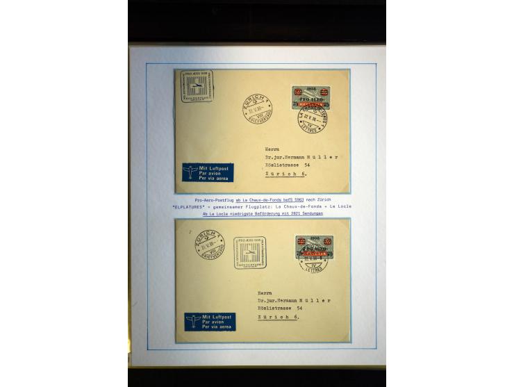 1938/1988, Ausstellungs-Sammlung "Die Schweizer Stiftung Pro Aero" mit ca. 90 Flugpost-Briefen und den entsprechenden losen S