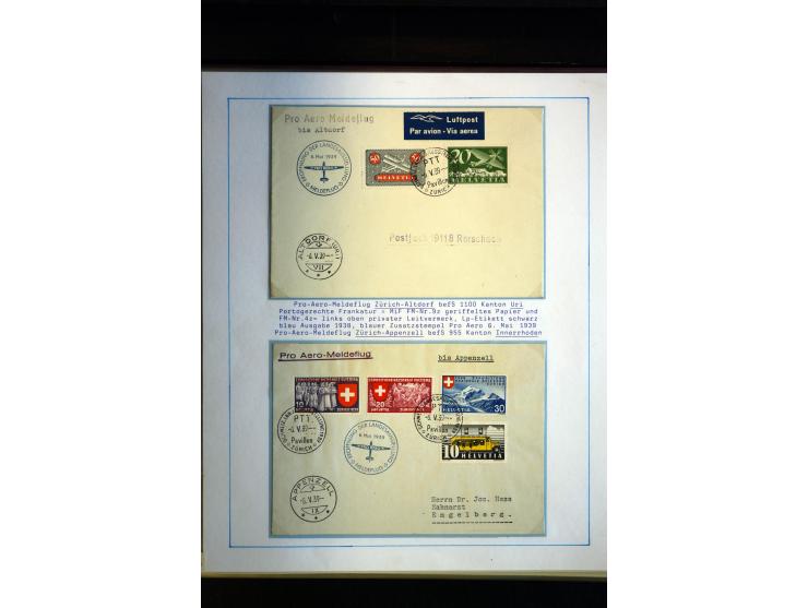 1938/1988, Ausstellungs-Sammlung "Die Schweizer Stiftung Pro Aero" mit ca. 90 Flugpost-Briefen und den entsprechenden losen S