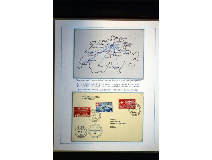 1938/1988, Ausstellungs-Sammlung "Die Schweizer Stiftung Pro Aero" mit ca. 90 Flugpost-Briefen und den entsprechenden losen S