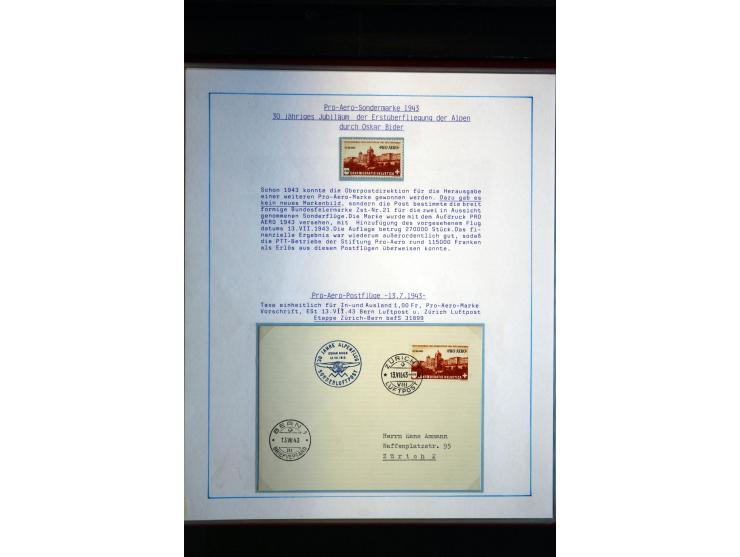 1938/1988, Ausstellungs-Sammlung "Die Schweizer Stiftung Pro Aero" mit ca. 90 Flugpost-Briefen und den entsprechenden losen S