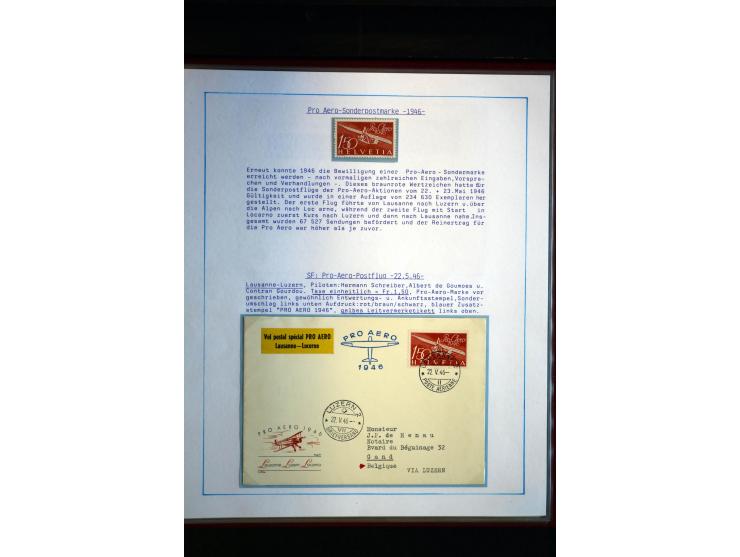 1938/1988, Ausstellungs-Sammlung "Die Schweizer Stiftung Pro Aero" mit ca. 90 Flugpost-Briefen und den entsprechenden losen S