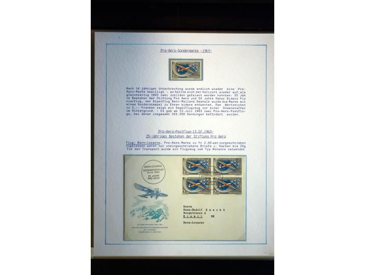 1938/1988, Ausstellungs-Sammlung "Die Schweizer Stiftung Pro Aero" mit ca. 90 Flugpost-Briefen und den entsprechenden losen S