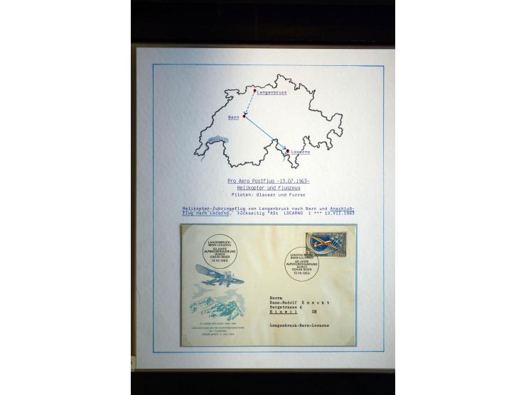 1938/1988, Ausstellungs-Sammlung "Die Schweizer Stiftung Pro Aero" mit ca. 90 Flugpost-Briefen und den entsprechenden losen S