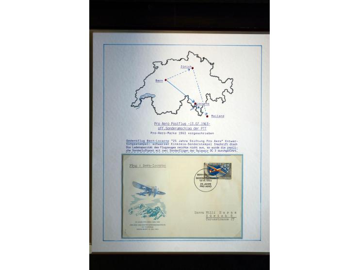1938/1988, Ausstellungs-Sammlung "Die Schweizer Stiftung Pro Aero" mit ca. 90 Flugpost-Briefen und den entsprechenden losen S