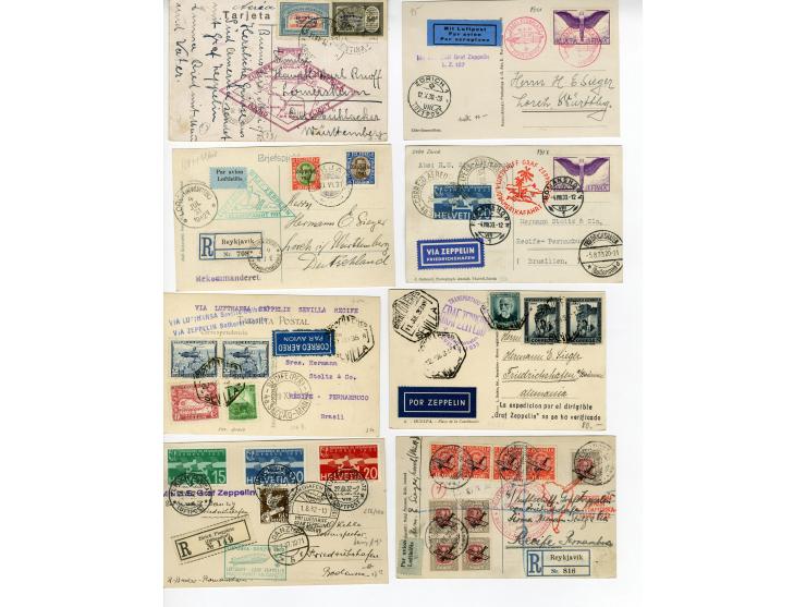 1929/36, 20 Zeppelin-Belege (ohne Deutschland)