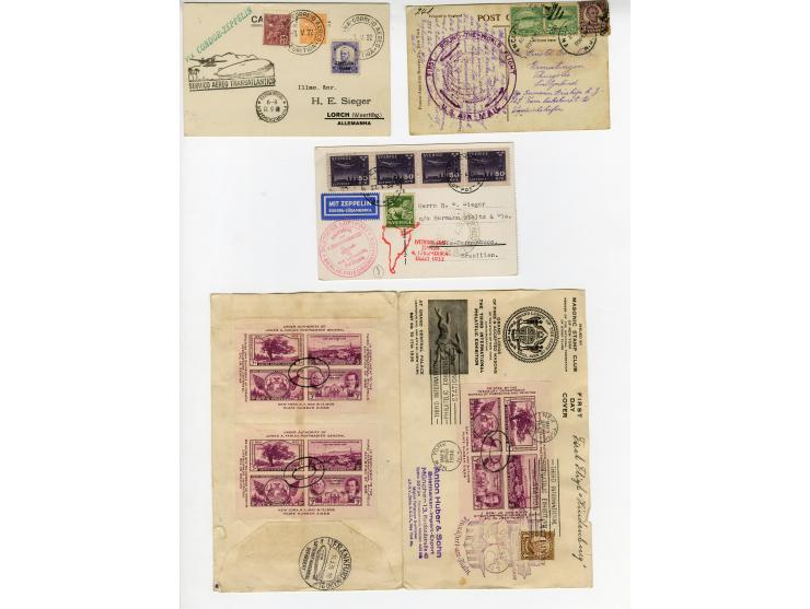 1929/36, 20 Zeppelin-Belege (ohne Deutschland)