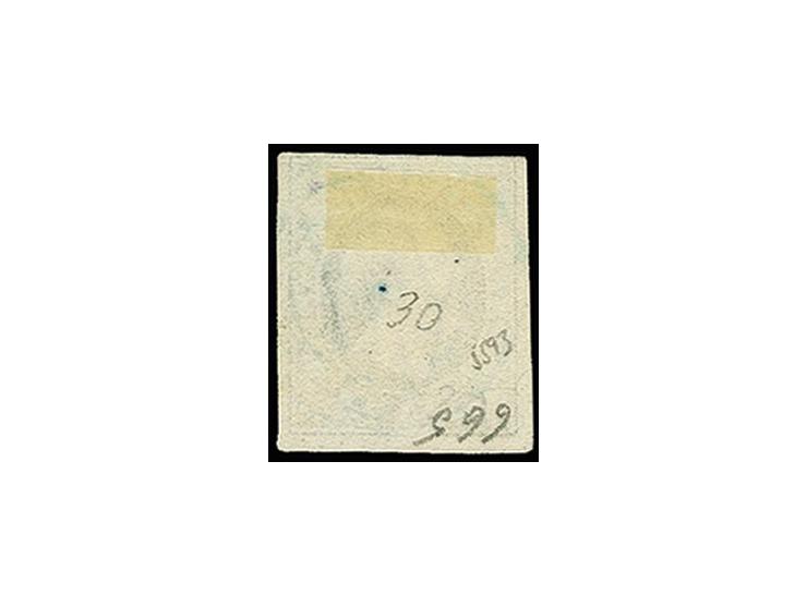 10 c. black with ample to large margins, used with central strike of blue target of Wiltz (slightly producing pinhole); very 