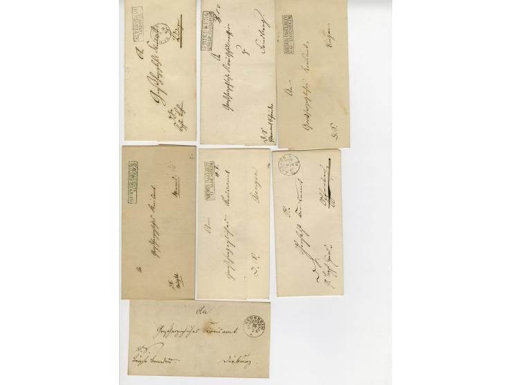 1855/67 (ca.), 25 Dienstbriefe mit meist verschiedenen Postablagestempeln (teils Seitenklappen fehlend)