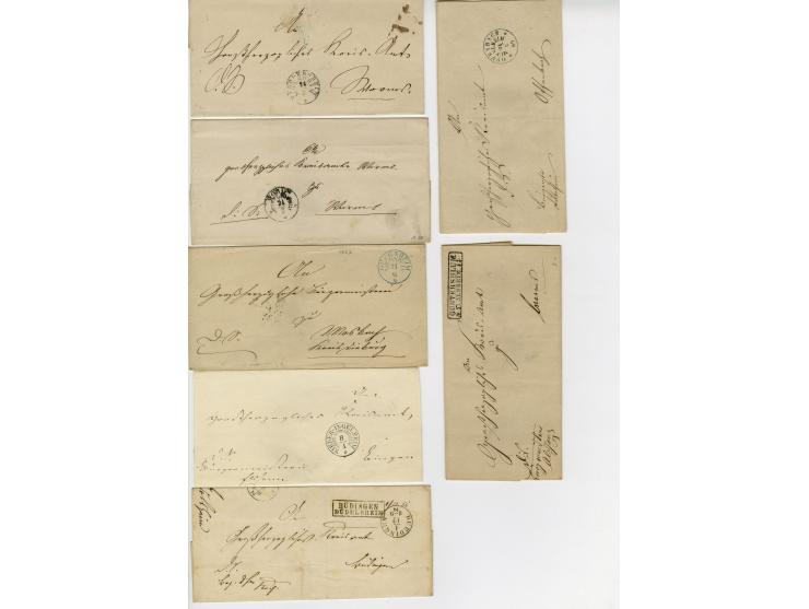 1855/67 (ca.), 25 Dienstbriefe mit meist verschiedenen Postablagestempeln (teils Seitenklappen fehlend)