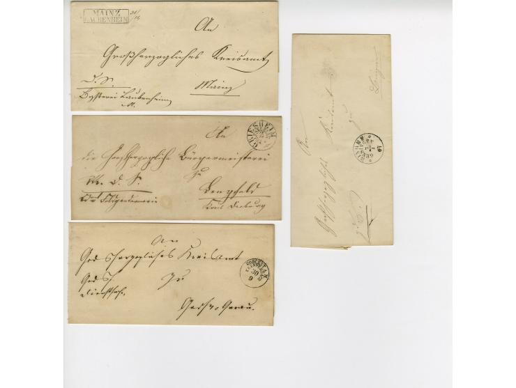 1855/67 (ca.), 25 Dienstbriefe mit meist verschiedenen Postablagestempeln (teils Seitenklappen fehlend)
